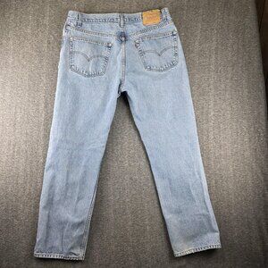 Levis 505 Jeans Mens 40x32 Light Wash Blue Regular Straight Leg Denim Casual